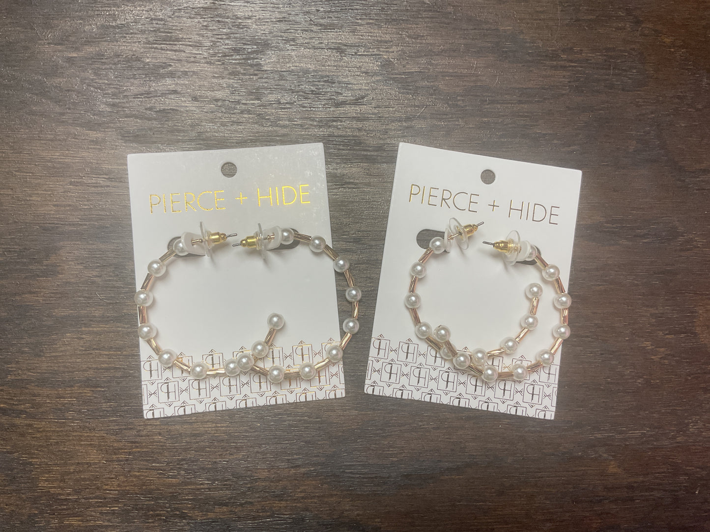 Gold and Pearl Bead Hoops
