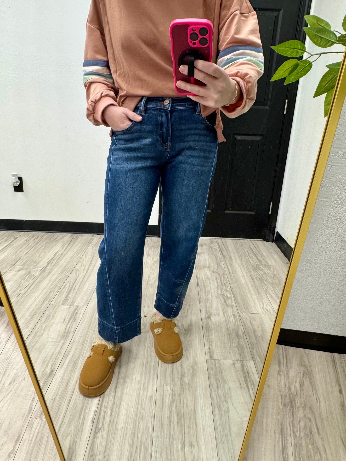 Dark Washed Barrel Jeans