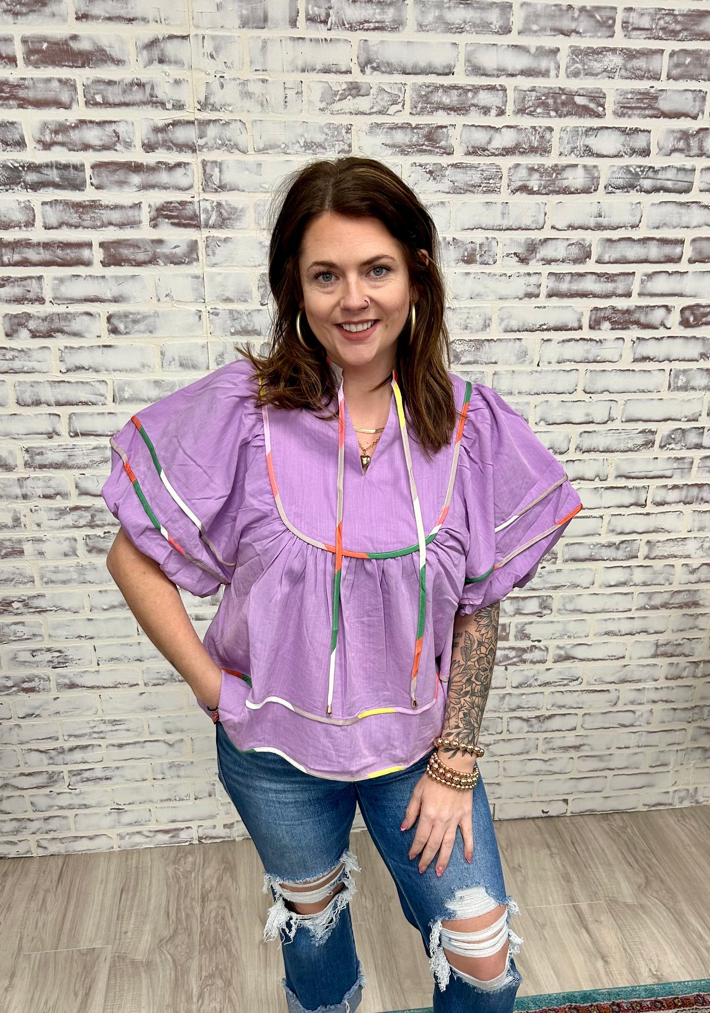 Stripe Me Lavender Top