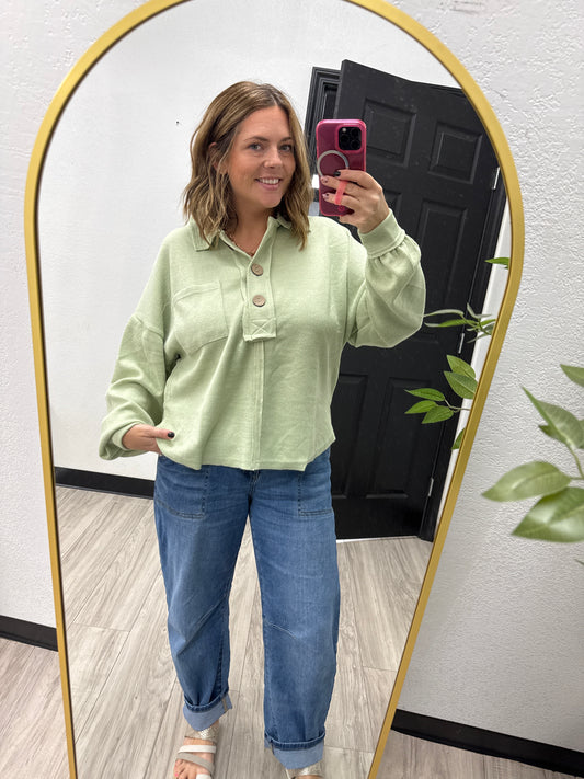 Sage Button Top