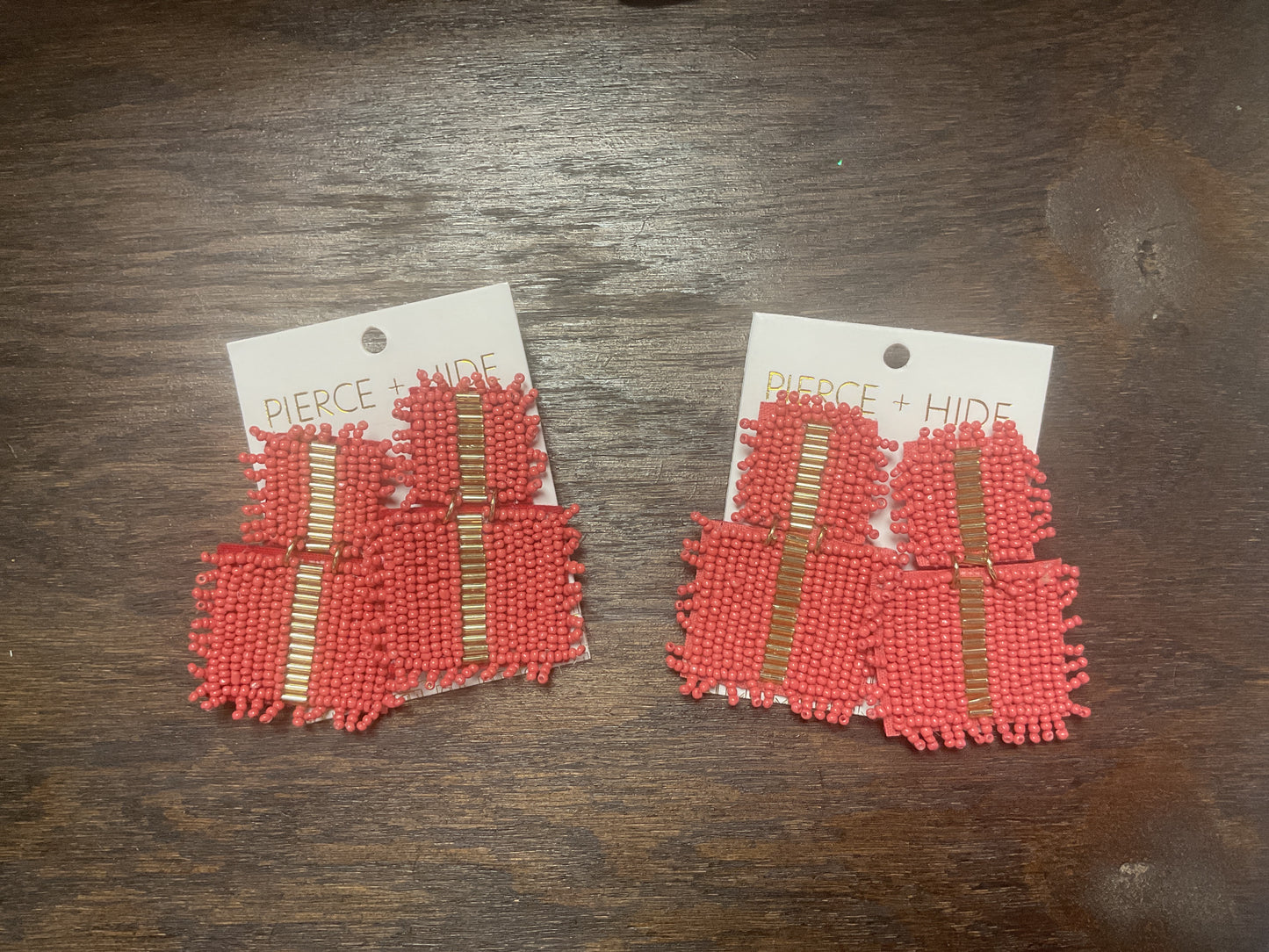 Coral Square Fringe Drop