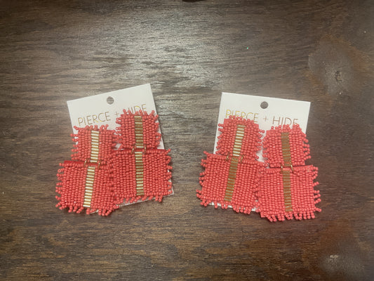 Coral Square Fringe Drop