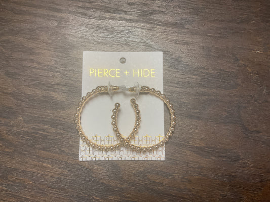 Gold Beaded Ball Hoops