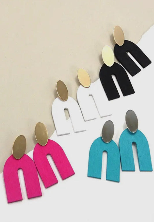 Color Wood U Drop Earring