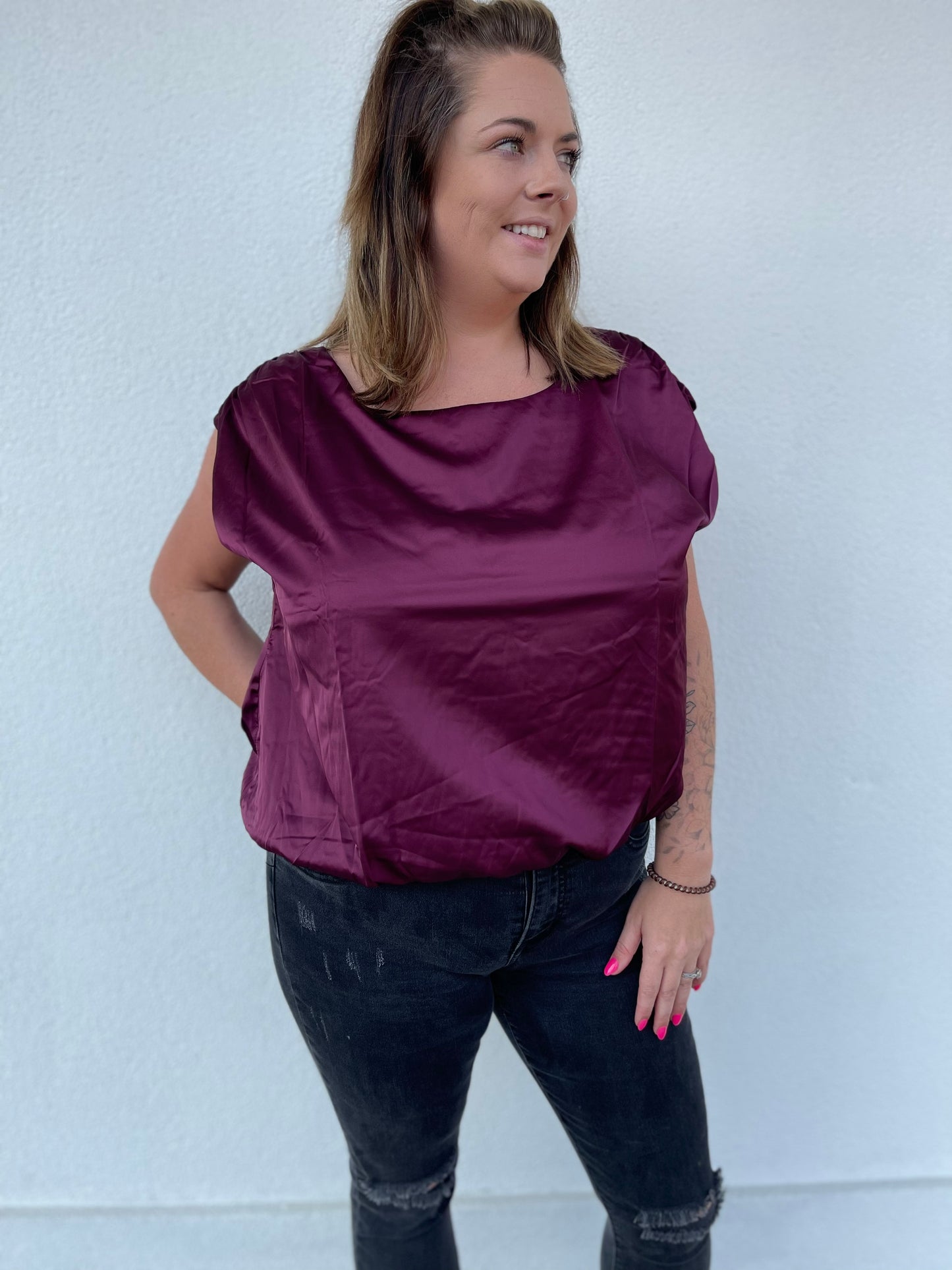 Bubble Hen Satin Top