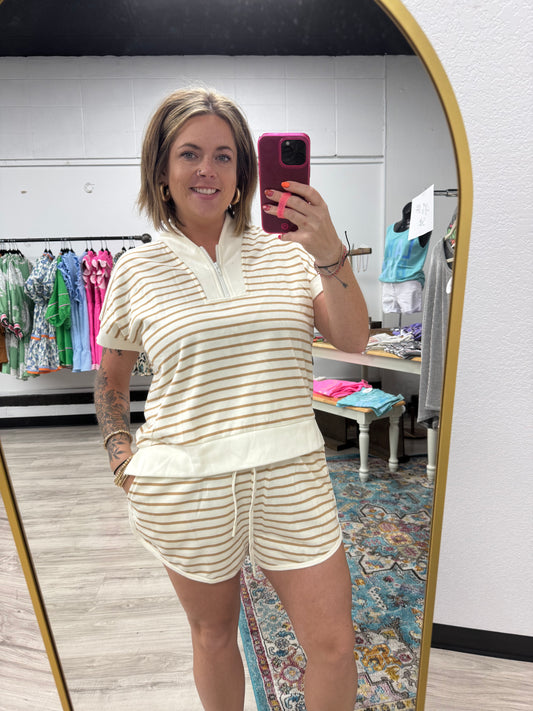 Half Zip Striped Set