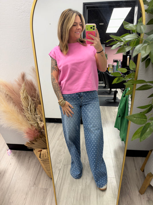 Pink Sweater Vest Top
