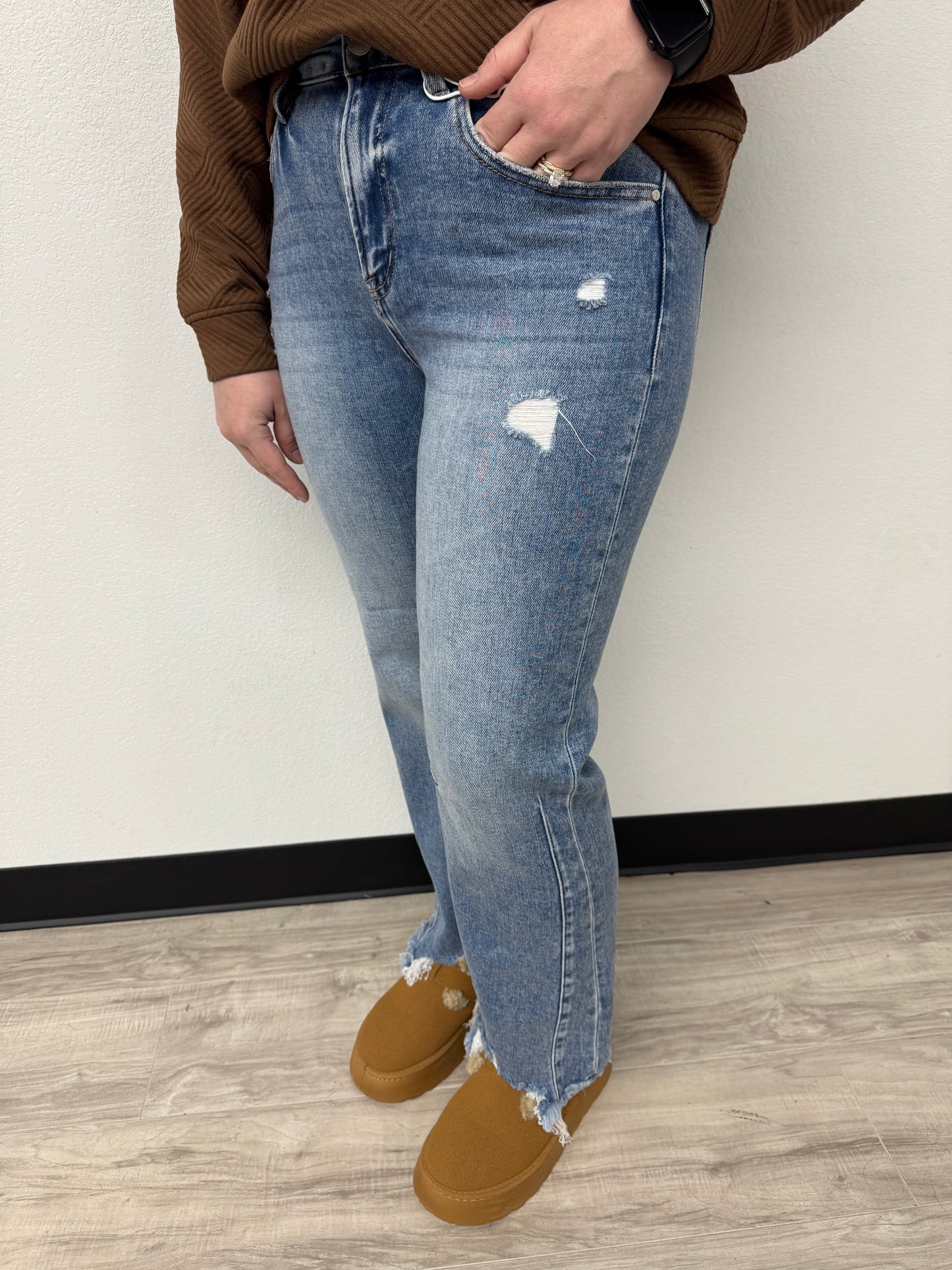 Distressed Hem Jeans